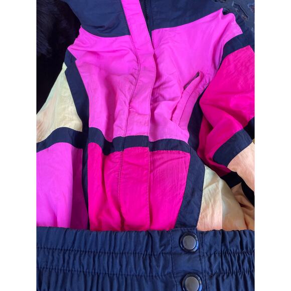 Vintage Slalom Skisuit Neon Blocks Black bottom Women’s size 10 - Picture 9 of 11